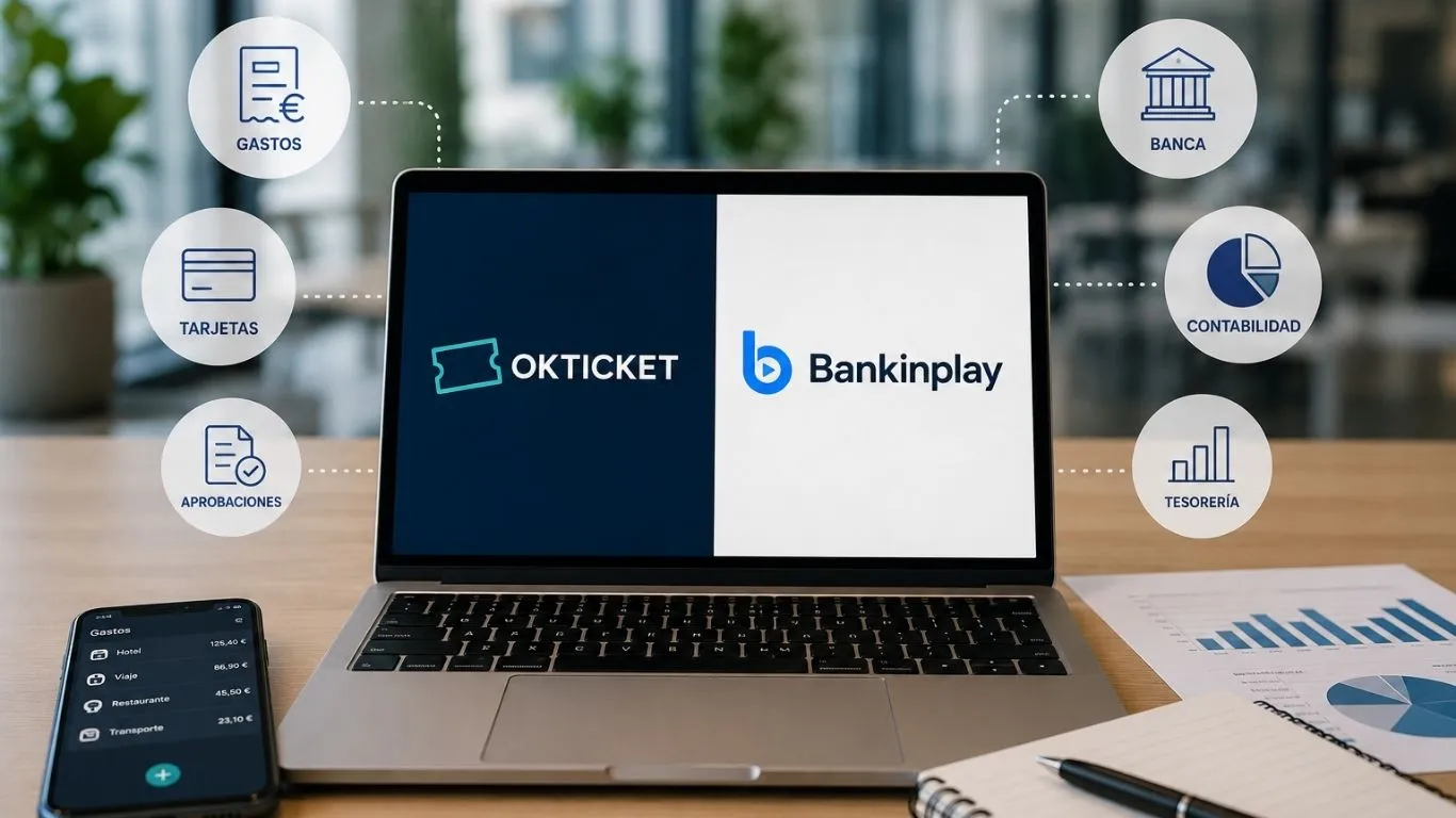 OKTICKET y Bankinplay conectan la gestión de gastos de empresa con banca, contabilidad y tesorería