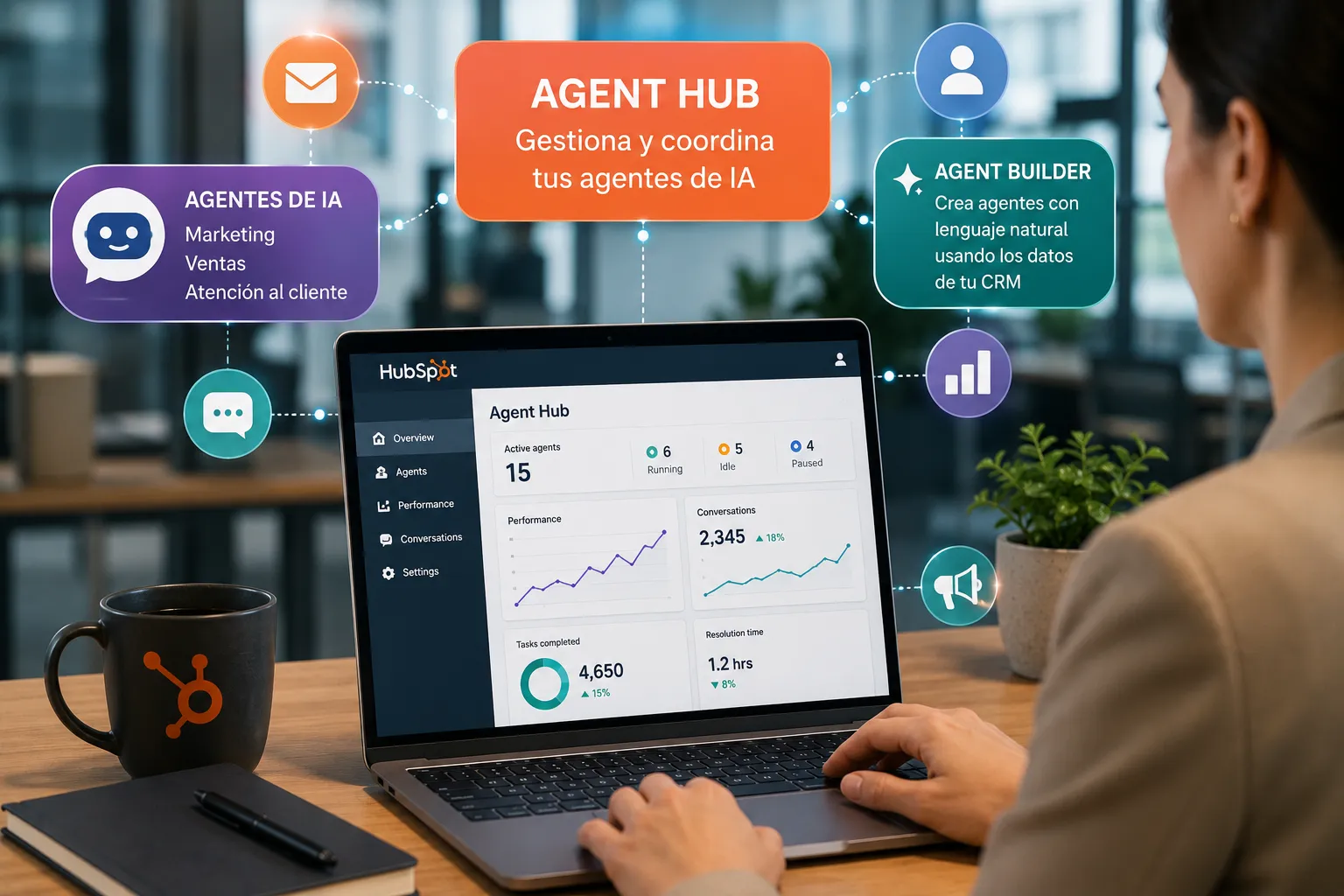 HubSpot presenta Agent Hub y Agent Builder para coordinar agentes de IA desde el CRM